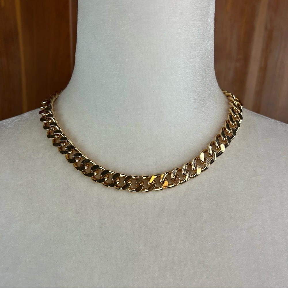NEW - Bloomingdale's Gold Tone Chunky Cuban Chain Necklace Bold Statement Unisex
